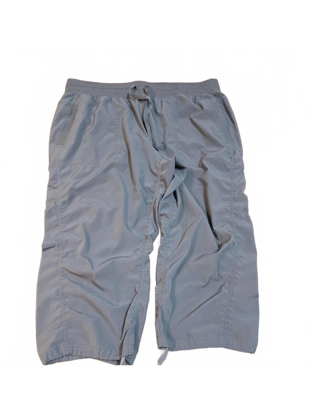 RBX Live Life Active Women's Size XL Grayish-Blue Ruched Capri Cargo Pants